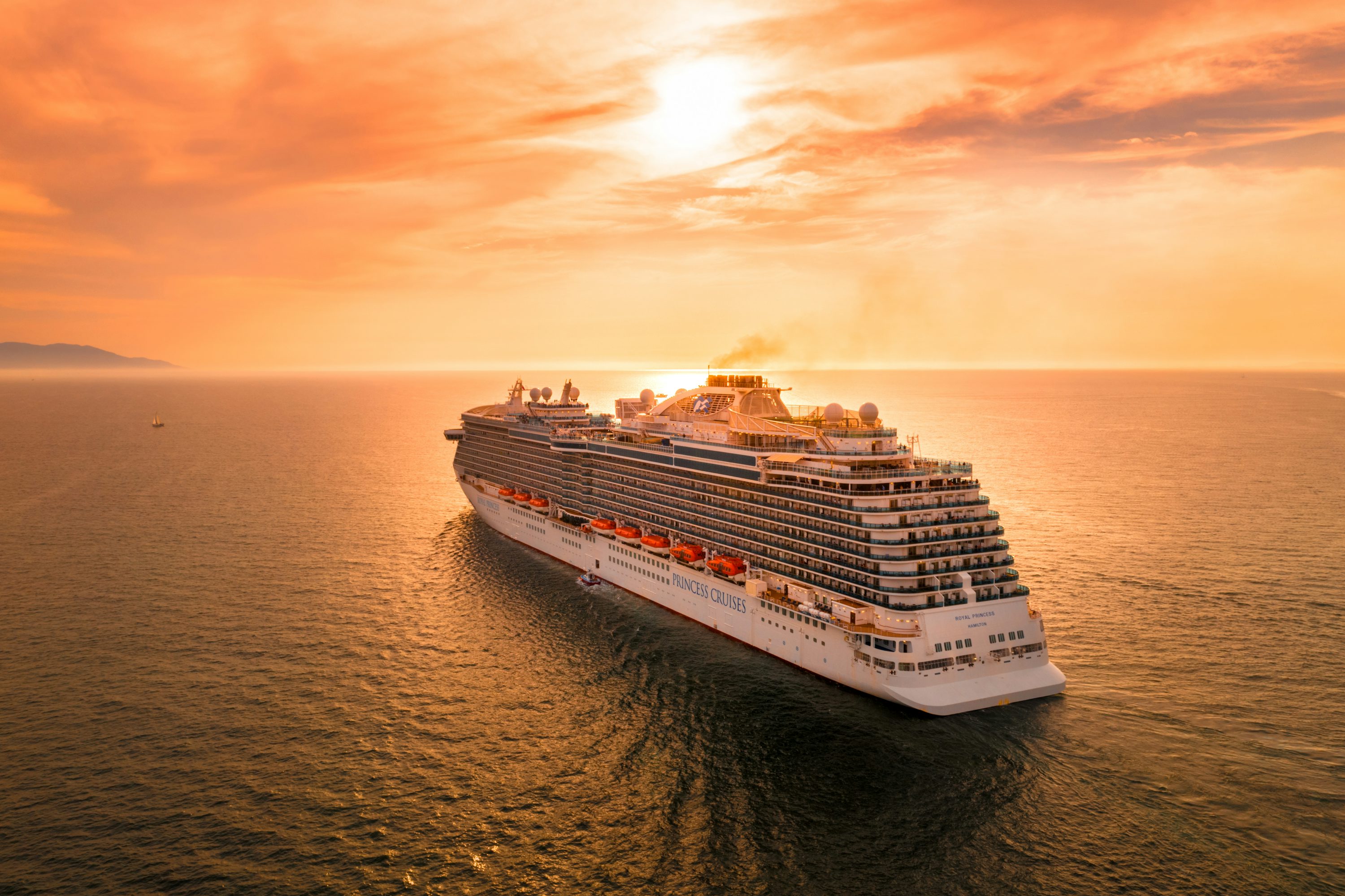 Stunning cruise ship at sunset
