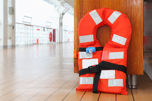 Cruise safety briefing at muster station